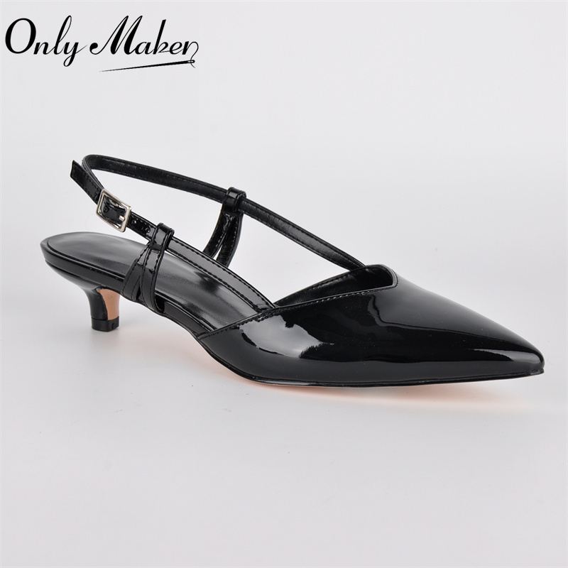 Kitten Heel Women - Onlymaker Women Pointed Toe Slingback Ankle