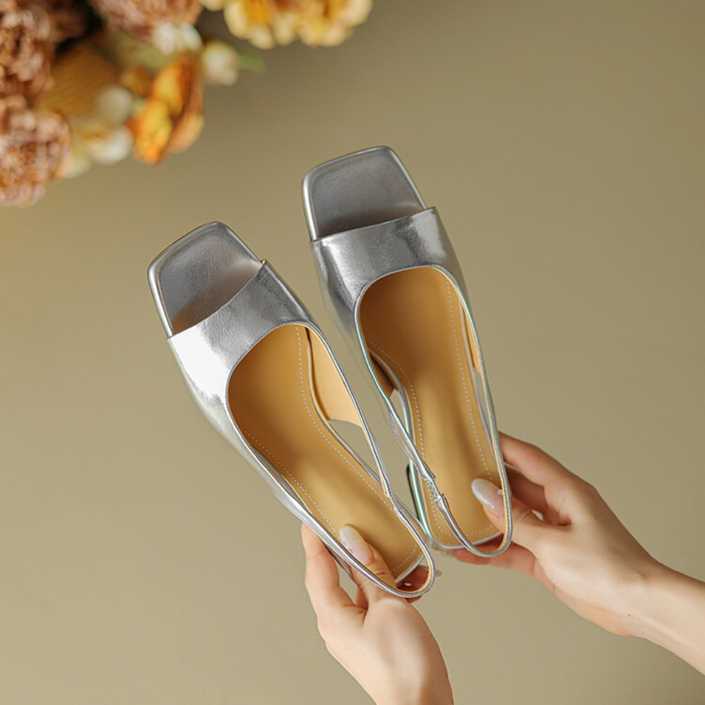Kitten Heel Women - Comfy Soft Insole Metallic Kitten Heel