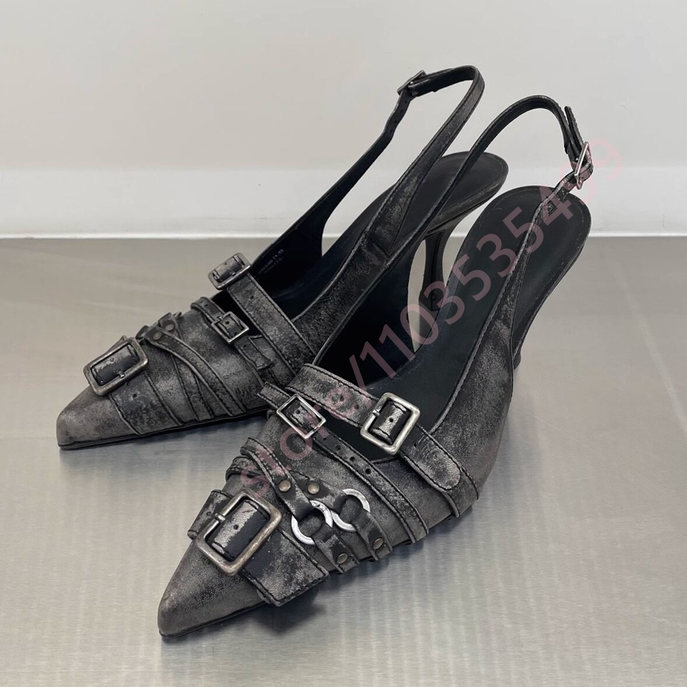 Women's Vintage Black Grey Dis - Kitten Heel Women ulasan dan harga