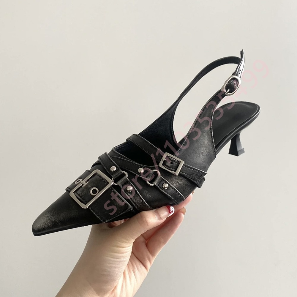 Women's Vintage Black Grey Dis - Kitten Heel Women ulasan dan harga