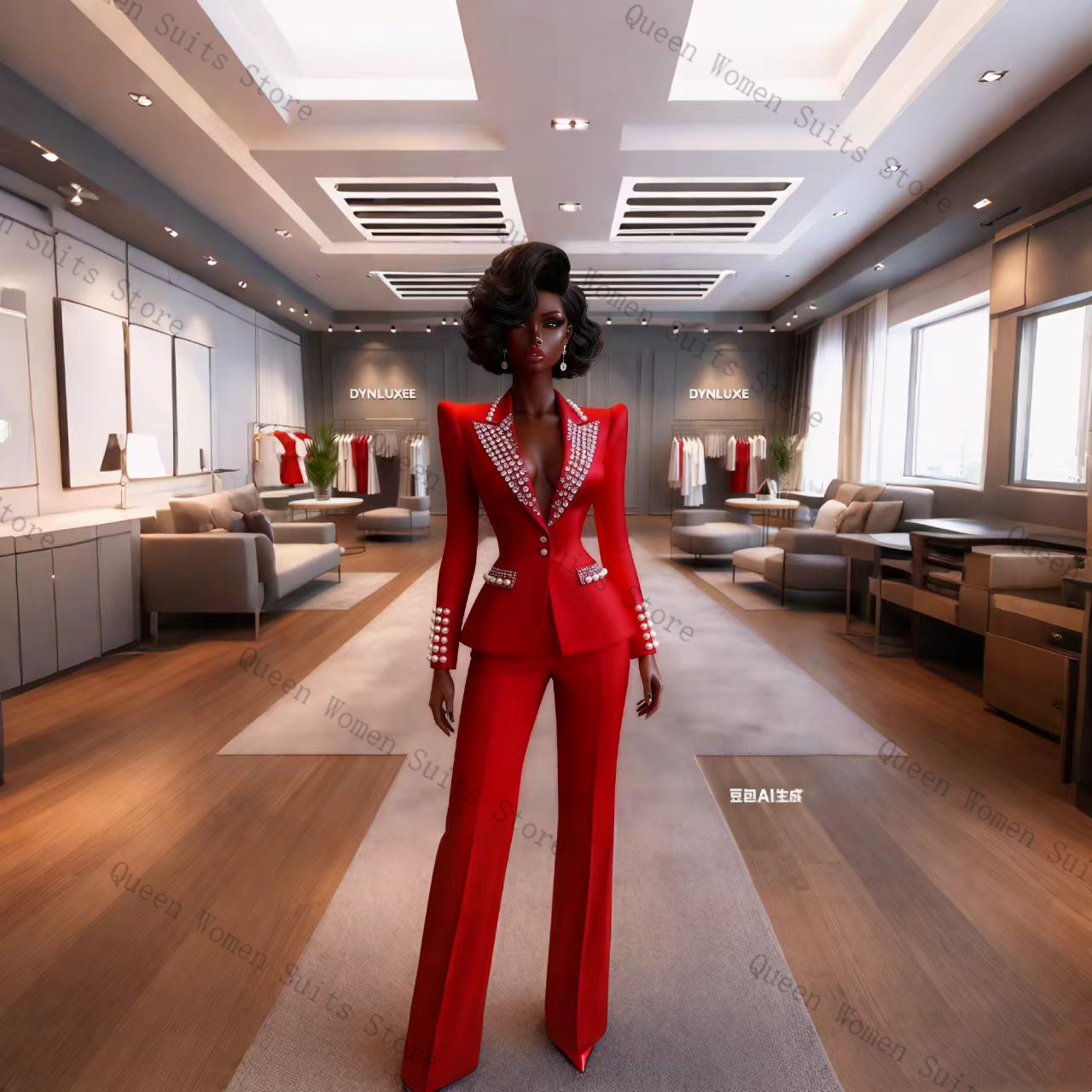 Pearls Red Women Suit Pants Se - Women'S Red Formal Wear ulasan dan harga