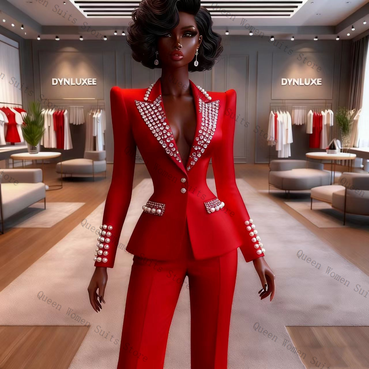 Pearls Red Women Suit Pants Se - Women'S Red Formal Wear ulasan dan harga