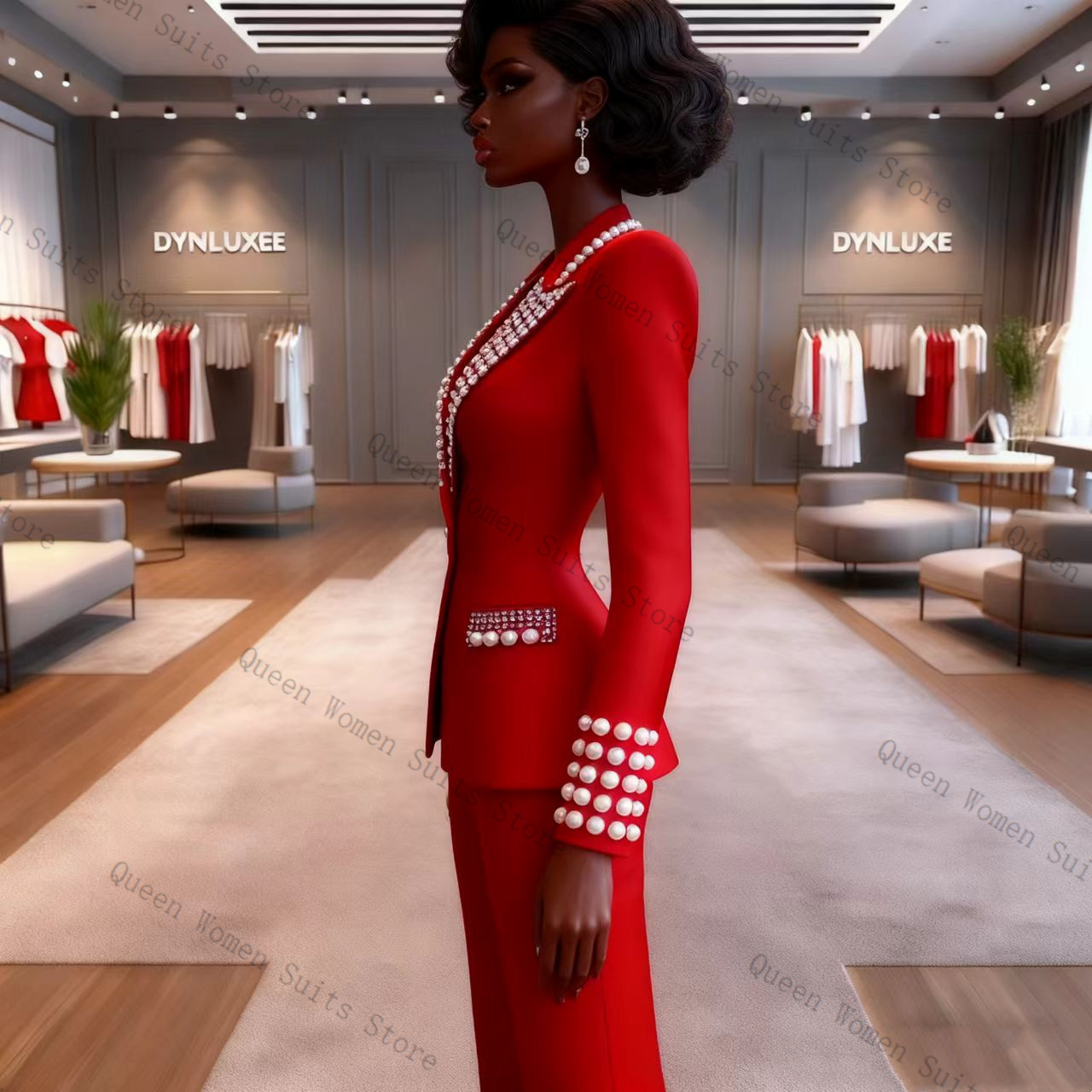 Pearls Red Women Suit Pants Se - Women'S Red Formal Wear ulasan dan harga