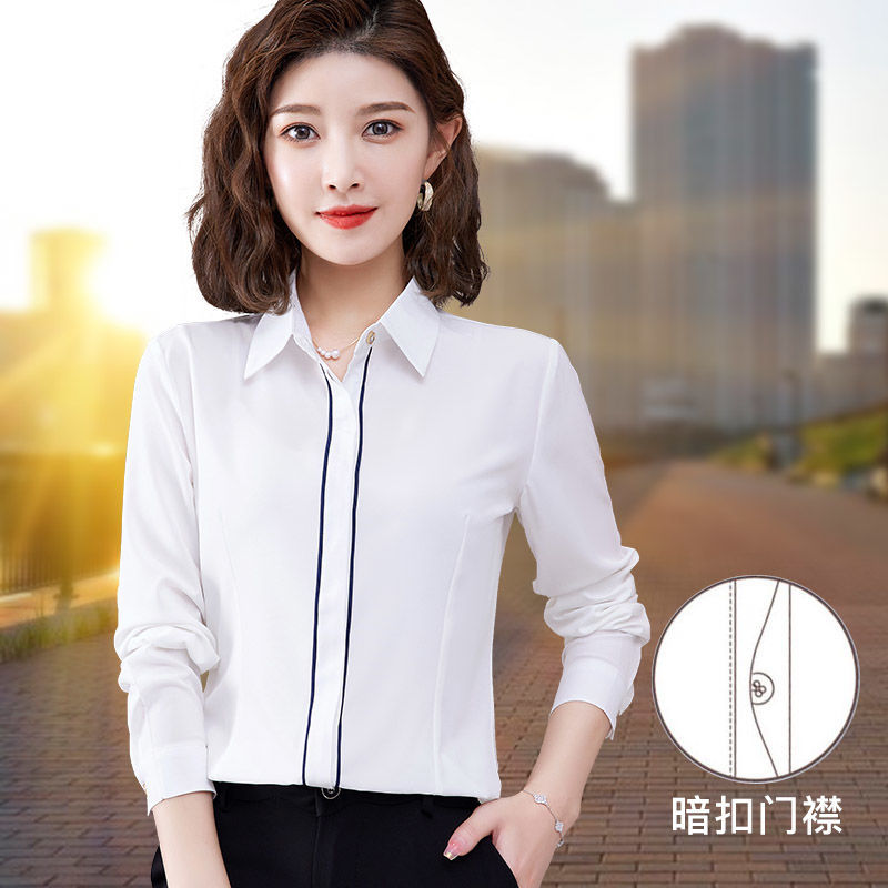 White Shirt Women's Long-sleev - Women Formal Wear White Shirt ulasan dan harga