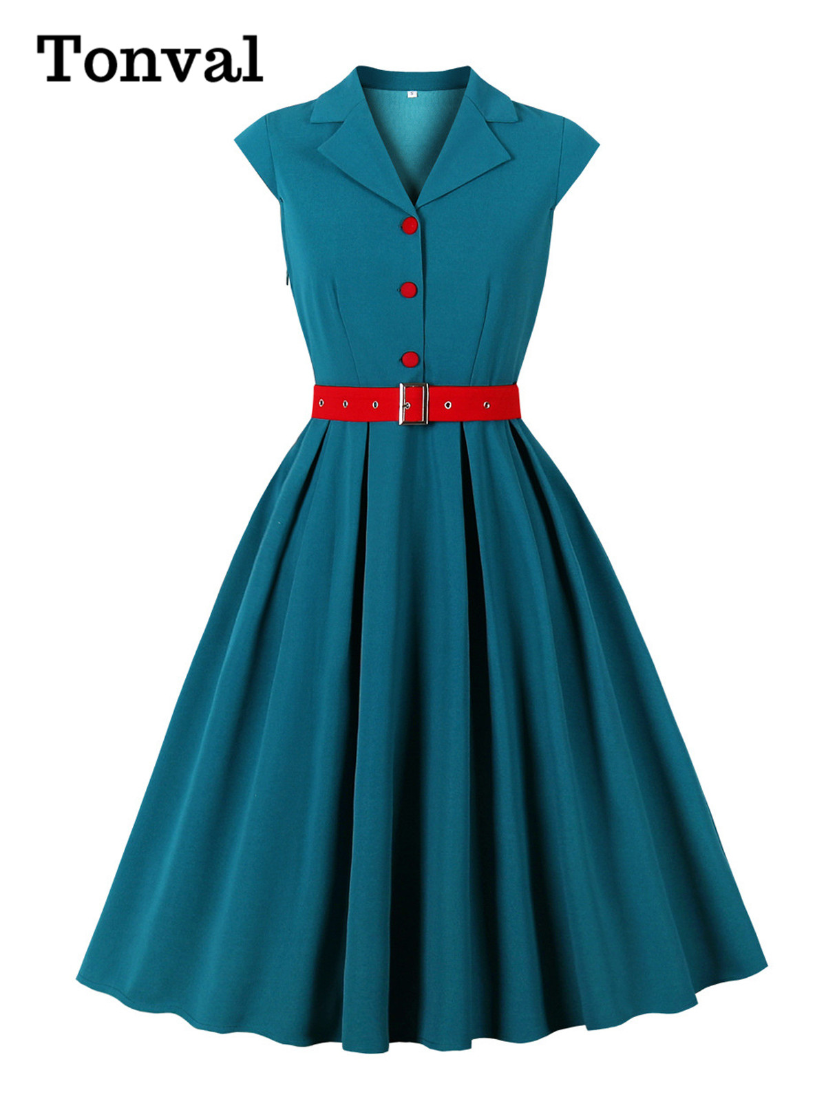 Tonval Notched Collar Cap Slee - Women'S Red Formal Wear ulasan dan harga