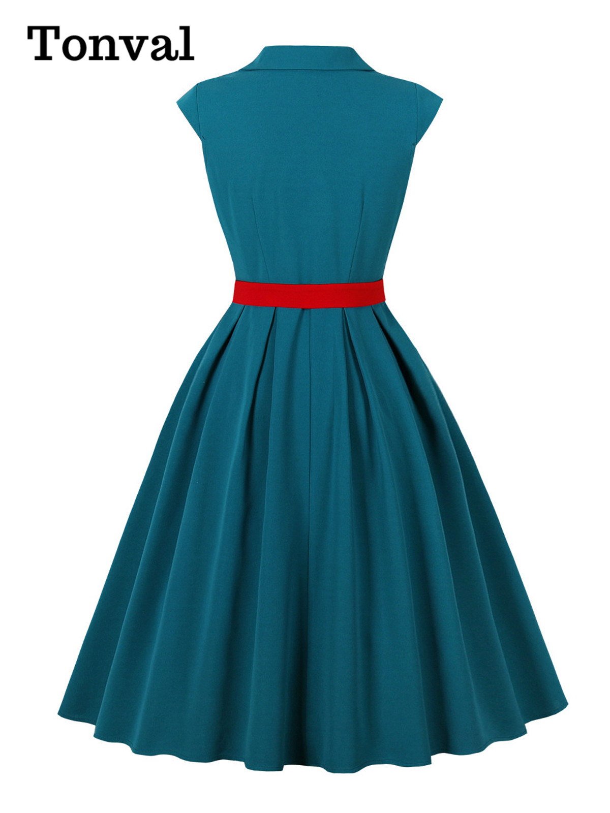 Tonval Notched Collar Cap Slee - Women'S Red Formal Wear ulasan dan harga