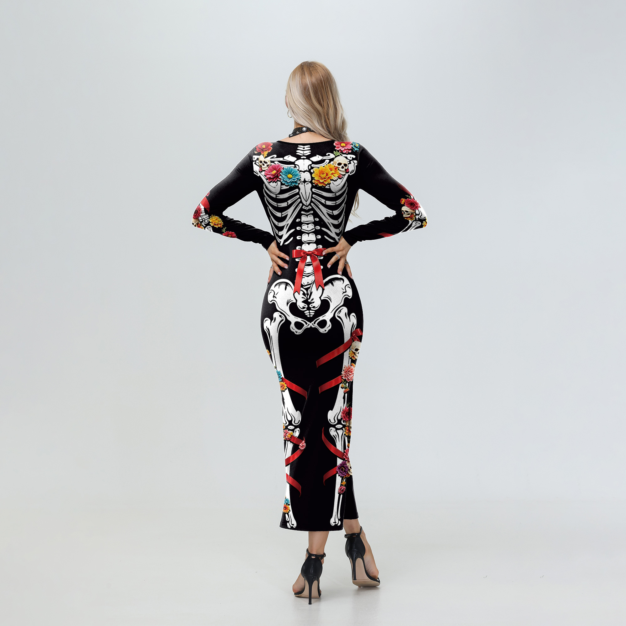 Halloween Women Floral Skeleto - Women'S Red Formal Wear ulasan dan harga
