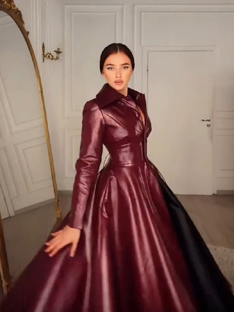 Women Wine Red Faux Leather Lo - Women'S Red Formal Wear ulasan dan harga