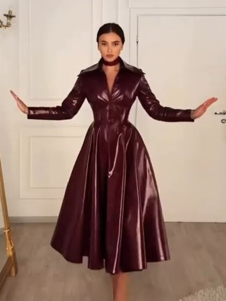 Women Wine Red Faux Leather Lo - Women'S Red Formal Wear ulasan dan harga