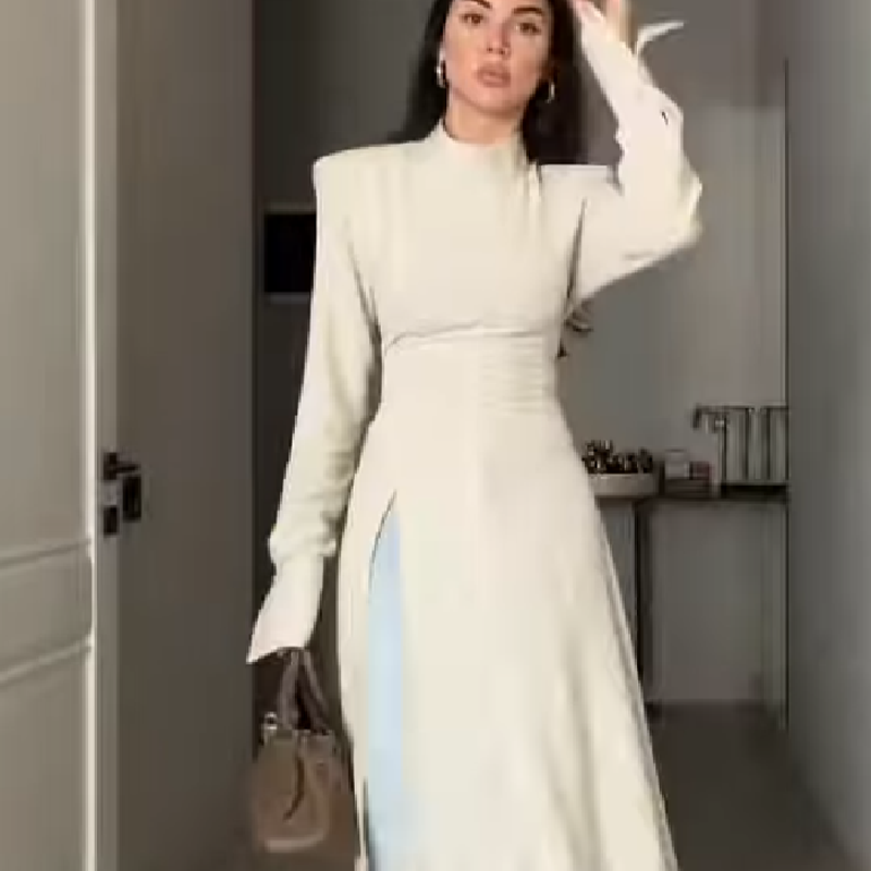 Women's Elegant High Neck Long - Women'S Formal Evening Wear Tops ulasan dan harga