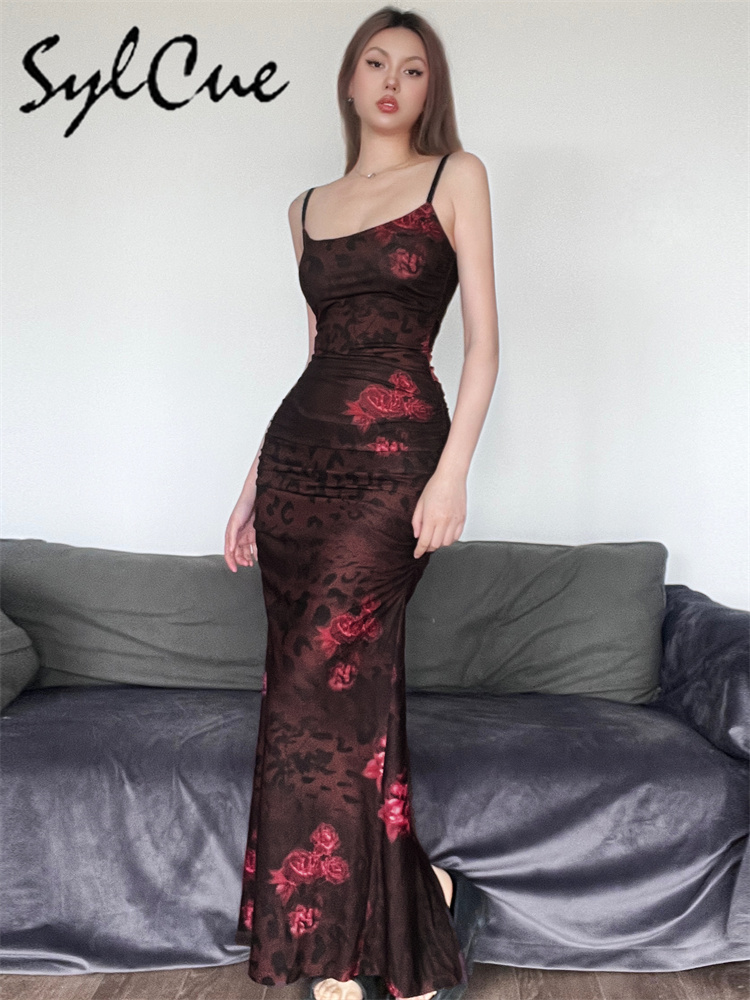 Sylcue Red Printed Design Summ - Women'S Red Formal Wear ulasan dan harga