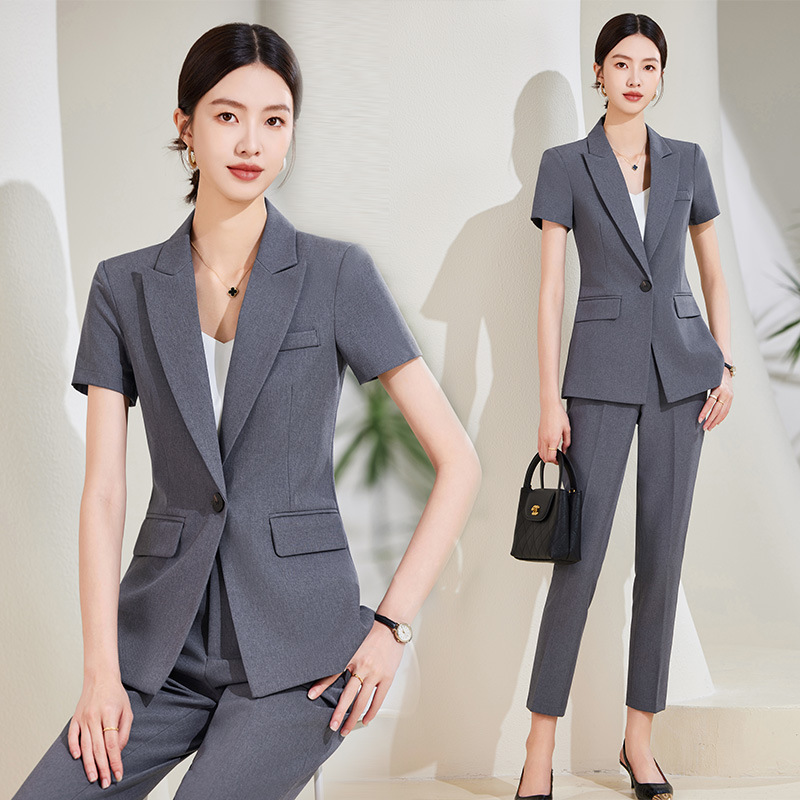 Navy Blue Short Sleeve Suit Se - Women Formal Wear Store ulasan dan harga