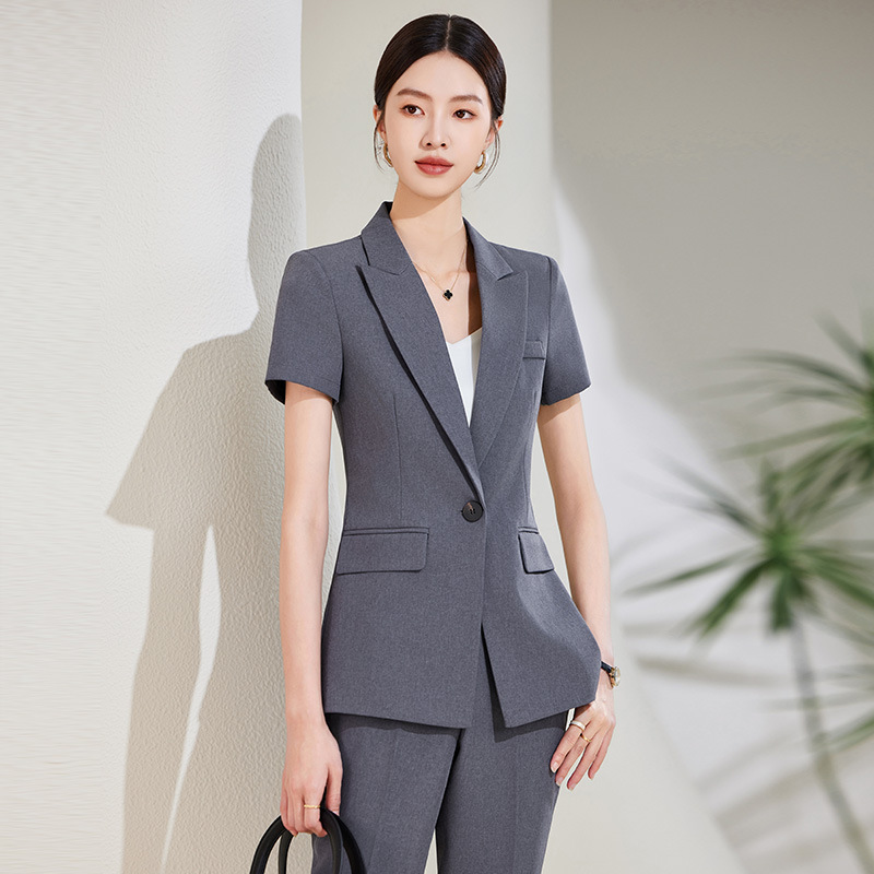 Navy Blue Short Sleeve Suit Se - Women Formal Wear Store ulasan dan harga