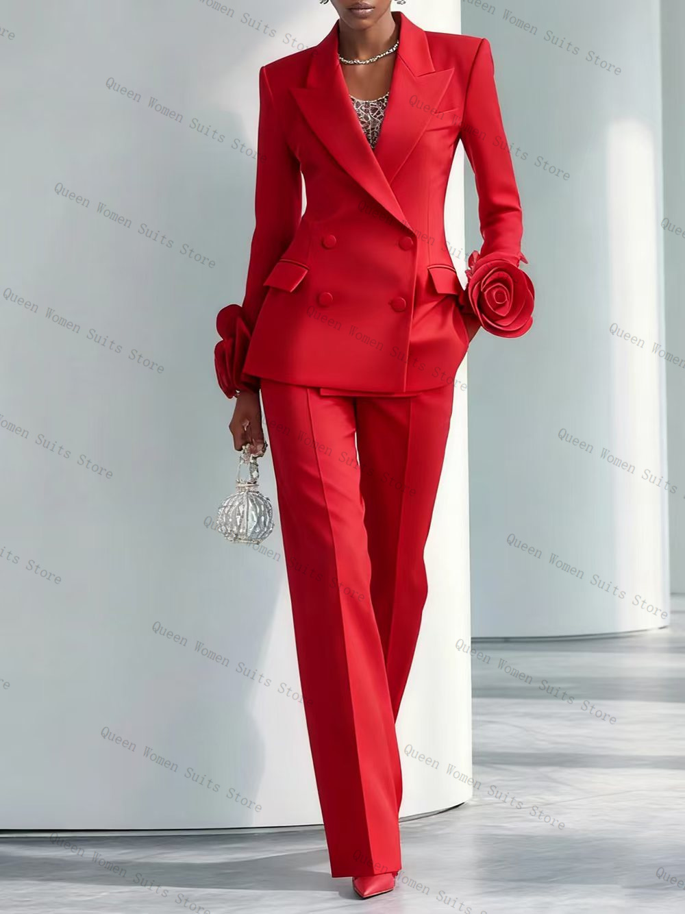 Luxury Red Women Suit Set 2 Pc - Women'S Red Formal Wear ulasan dan harga