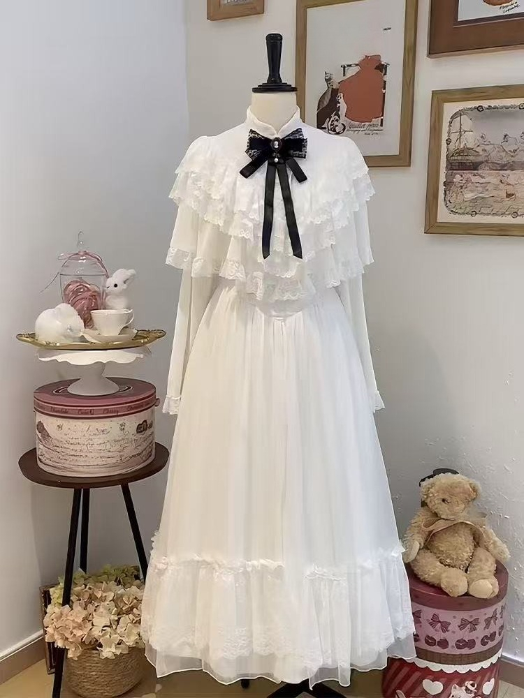 Japanese Short Sleeve Bow Lace - Formal Wear Women Us ulasan dan harga