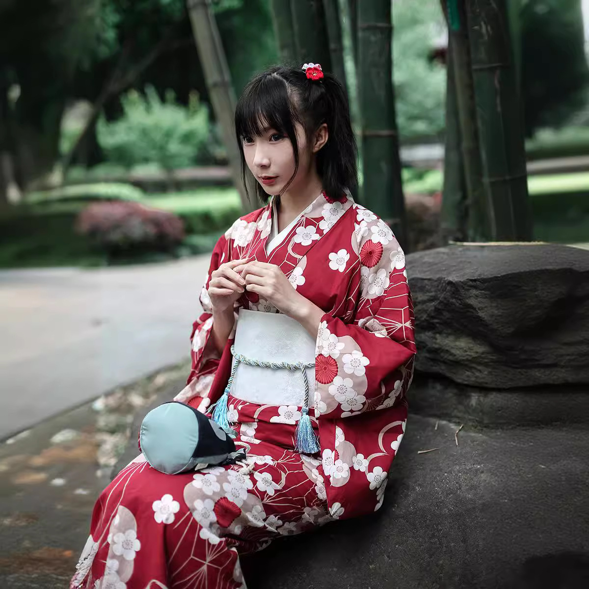 Red Japanese Yukata Kimono Fem - Women'S Red Formal Wear ulasan dan harga