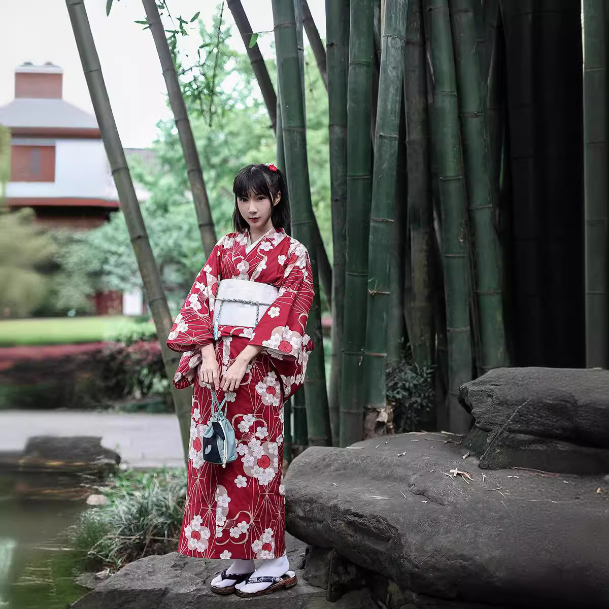 Red Japanese Yukata Kimono Fem - Women'S Red Formal Wear ulasan dan harga