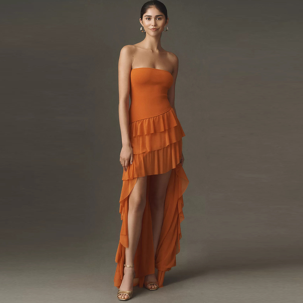 Evening Dresses Tiered Ruffle  - Women'S Formal Evening Wear Tops ulasan dan harga