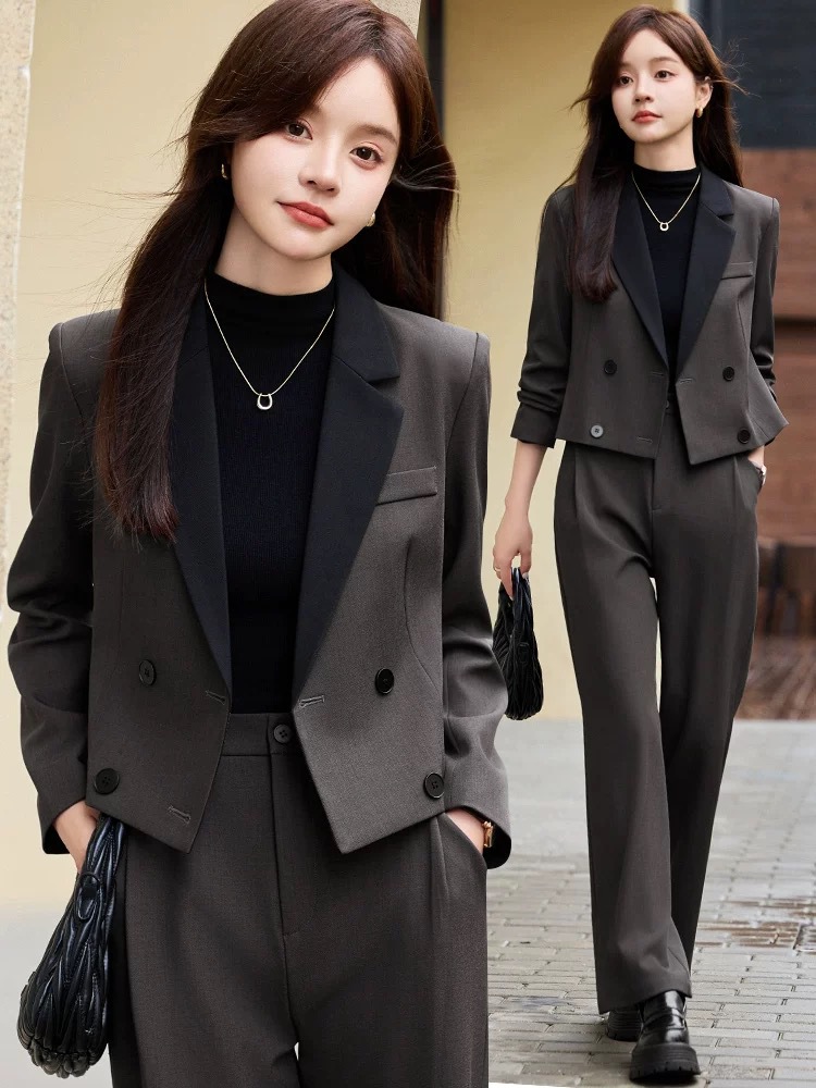Gray short blazer for women, n - Women Formal Wear Blazers ulasan dan harga