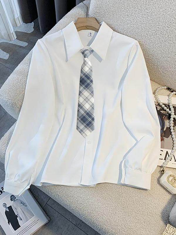 White Loose Long Sleeve Shirt  - Women Formal Wear White Shirt ulasan dan harga