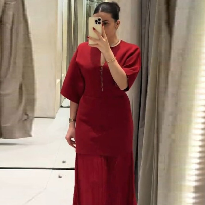 Women's Elegant Burgundy Pleat - Women'S Formal Evening Wear Tops ulasan dan harga