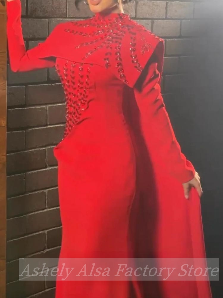 Customized Saudi Arabic Muslim - Women'S Red Formal Wear ulasan dan harga