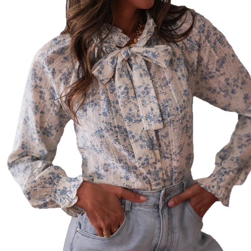 Womens Wear Bow Fashion Printe - Women'S Formal Evening Wear Tops ulasan dan harga