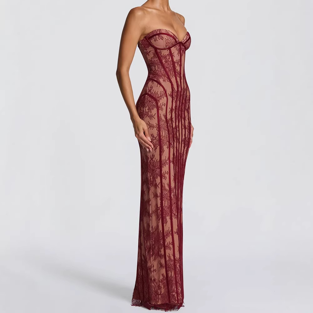 Strapless Bodycon Maxi Dress f - Formal Wear Women Us ulasan dan harga