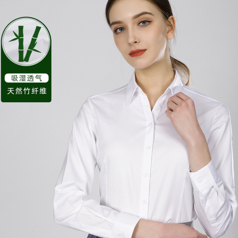 New bamboo fiber women's long- - Women Formal Wear White Shirt ulasan dan harga